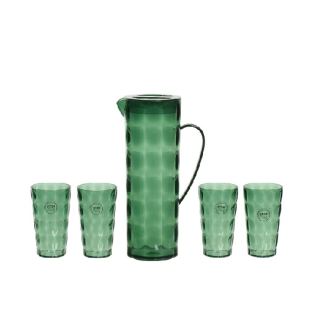 Decoris Waterkan met glazen | Decoris | 1.7 L (Kunststof, Set, Groen) 827051 K170203585 - 