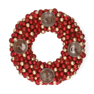 Decoris Waxinelichthouder kerst | Decoris | Ø 33 cm (4 Waxinelichtjes, Kunststof, Rood) 724162 K150303398 - 1