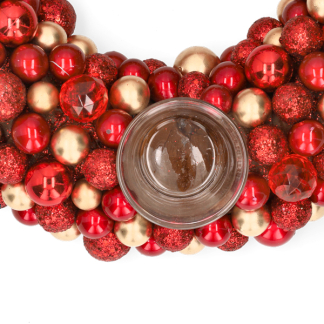 Decoris Waxinelichthouder kerst | Decoris | Ø 33 cm (4 Waxinelichtjes, Kunststof, Rood) 724162 K150303398 - 2