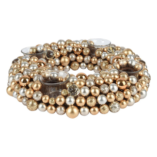 Decoris Waxinelichthouder kerst | Decoris | ⌀ 33 cm (4 Waxinelichtjes, Kunststof, Goud) 724163 K150303399
