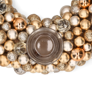 Decoris Waxinelichthouder kerst | Decoris | ⌀ 33 cm (4 Waxinelichtjes, Kunststof, Goud) 724163 K150303399 - 2