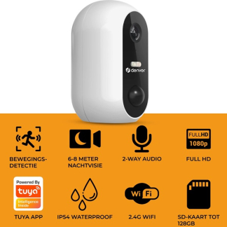 Denver Beveiligingscamera wifi | Denver (Full HD, 8 meter nachtzicht, Draadloos, Bewegingsdetectie, Binnen/Buiten) IOB-209 K170113640 - 5