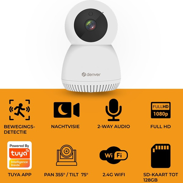 Denver Beveiligingscamera wifi | Denver (Full HD, 8 meter nachtzicht, Draaifunctie, Bewegingsdetectie, Binnen) IIC-215MK2 K170113639 - 6
