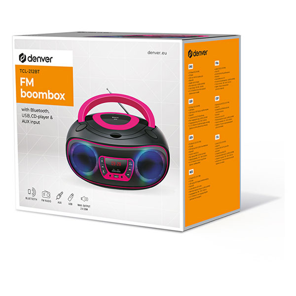 Denver Cd-speler | Denver | FM (Bluetooth, Led, USB, AUX, Roze) TCL-212BT PINK K105005331 - 2