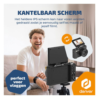 Denver Digitale camera | Denver | DWC8475 (3.0 inch HD IPS, 5K, 75MP, 1150 mAh, Microfoon, Micro SD) DWC-8475B K105005305 - 7