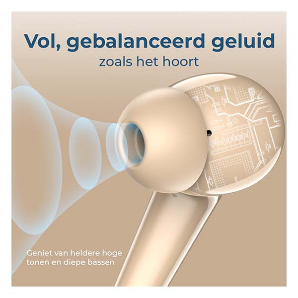 Denver Draadloze oordopjes | Denver (Bluetooth 5.3, 6 uur Batterij, Microfoon, Touch bediening, Beige) TWE-48NU K105005281 - 4