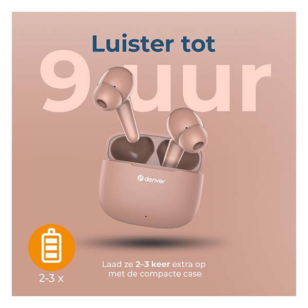 Denver Draadloze oordopjes | Denver (Bluetooth 5.3, 6 uur Batterij, Microfoon, Touch bediening, Roze) TWE-48DR K105005280 - 3