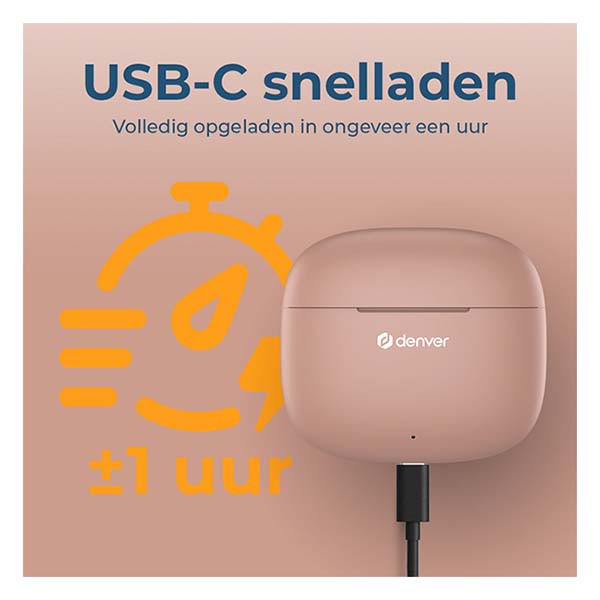 Denver Draadloze oordopjes | Denver (Bluetooth 5.3, 6 uur Batterij, Microfoon, Touch bediening, Roze) TWE-48DR K105005280 - 6
