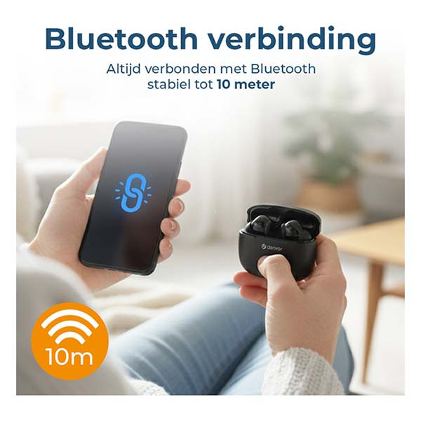 Denver Draadloze oordopjes | Denver (Bluetooth 5.3, 6 uur Batterij, Microfoon, Touch bediening, Zwart) TWE-48B K105005279 - 2