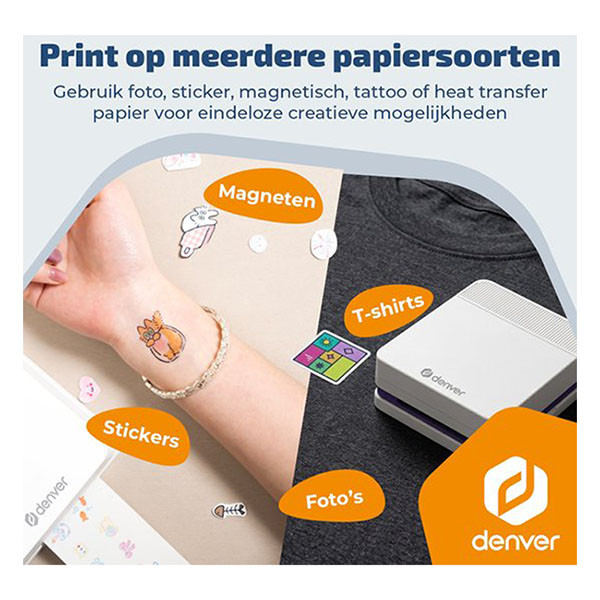 Denver Mini printer | Denver | MCP6010 (12.8 x 10.7 x 4.8 cm, Bluetooth, Thermisch, 800 mAh, USB, Kleur) MCP-6010 K105005304 - 5