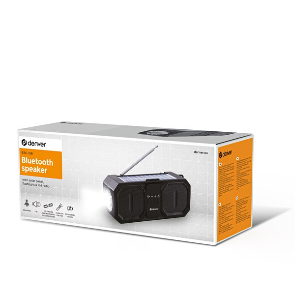 Denver Noodradio | Denver | FM (Bluetooth, Zaklamp, Zonnepaneel, USB) BTG-158 K010308009 - 5