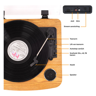 Denver Platenspeler | Denver | 20W (Bluetooth, 33/45/78 rpm, RCA, Ingebouwde speakers, Bruin) VPL-230LW K070501406 - 3