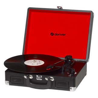 Denver Platenspeler | Denver | 2W (Koffer met handvat, Inclusief pc software, 33/45/78 rpm, Riemaandrijving, RCA, Zwart) VPL-120BLACK K070501409 - 1