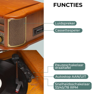 Denver Platenspeler | Denver (USB, AUX, Cd-speler, Cassette speler, DAB+, AM, FM, Hout, Voorversterker, 33/45/78 rpm) MRD-51 K105005234 - 2