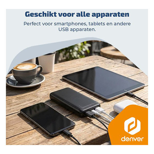 Denver Powerbank | Denver | 10.000 mAh (1x USB C, 2x USB A, 22.5W, Power Delivery, Batterij indicator) PQC-10009 K105005352 - 6