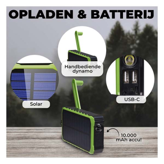 Denver Powerbank | Denver | 10.000 mAh (2x USB A, 1x USB C, 10W, Zaklamp, Zonnepaneel, IP65) PSO-10012 K105005185 - 10