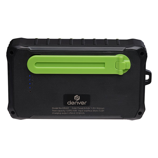 Denver Powerbank | Denver | 10.000 mAh (2x USB A, 1x USB C, 10W, Zaklamp, Zonnepaneel, IP65) PSO-10012 K105005185 - 4