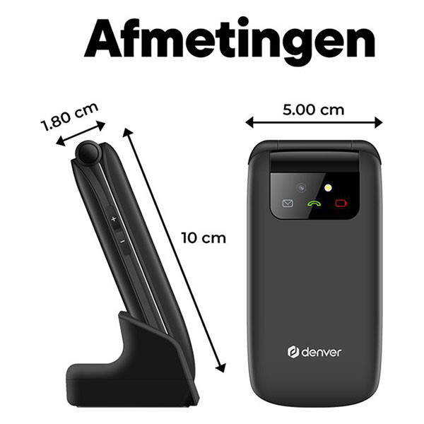 Denver Senioren mobiele telefoon | Denver | BAS-24800L (4G, Bluetooth, 2.4" kleur, SOS-knop, 32 GB, USB C, Zaklamp) BAS-24800L K105005351 - 2