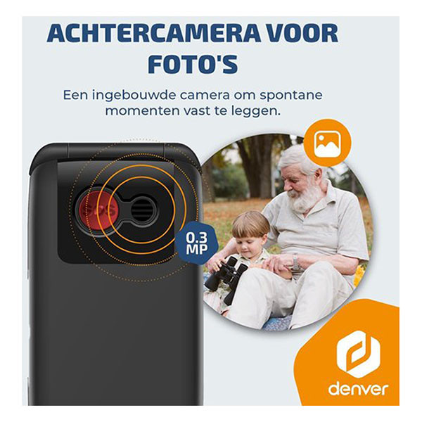 Denver Senioren mobiele telefoon | Denver | BAS-24800L (4G, Bluetooth, 2.4" kleur, SOS-knop, 32 GB, USB C, Zaklamp) BAS-24800L K105005351 - 6