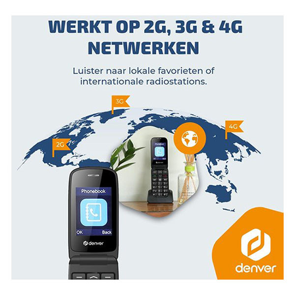Denver Senioren mobiele telefoon | Denver | BAS-24800L (4G, Bluetooth, 2.4" kleur, SOS-knop, 32 GB, USB C, Zaklamp) BAS-24800L K105005351 - 7