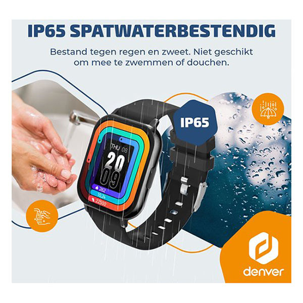 Denver Smartwatch | Denver | 1.81" (Bluetooth, Hartslagmeter, Slaapmonitor, 200 mAh batterij, Bellen, Zwart) SWC-176B K105005354 - 2