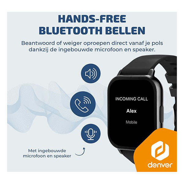 Denver Smartwatch | Denver | 1.81" (Bluetooth, Hartslagmeter, Slaapmonitor, 200 mAh batterij, Bellen, Zwart) SWC-176B K105005354 - 5