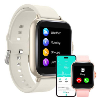 Denver Smartwatch met oortjes | Denver | 1.44” (Telefoonfunctie, Hartslagmeter, sportmodi, Slaapmonitor, 150 mAh batterij, Beige)  K105005291 - 3