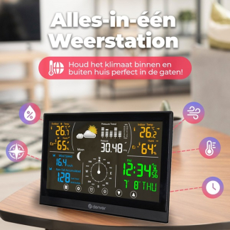 Denver Weerstation | Denver | Binnen en buiten (8-in-1 buitensensor, Klok, Hygrometer, Kalender, Raam open-indicator, Touchscreen) WS-650 K170108376 - 3