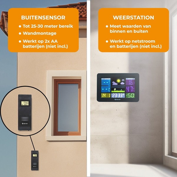 Denver Weerstation | Denver | Binnen en buiten (Klok, Hygrometer, Kalender, Raam open-indicator, Touchscreen) WS-540BLACK K170108375 - 4