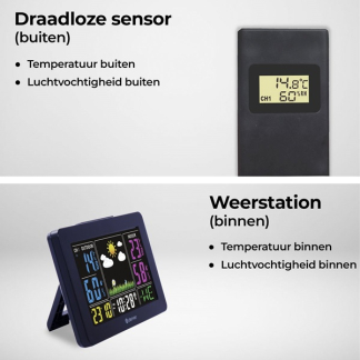 Denver Weerstation | Denver | Binnen en buiten (Radiogestuurde klok, Kalender, Alarmfunctie, Hygrometer, Weervoorspelling, Raam open-indicator, Comfort indicator, Touchscreen) WS-540BLACK K170108375 - 2