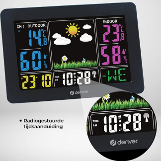 Denver Weerstation | Denver | Binnen en buiten (Radiogestuurde klok, Kalender, Alarmfunctie, Hygrometer, Weervoorspelling, Raam open-indicator, Comfort indicator, Touchscreen) WS-540BLACK K170108375 - 5