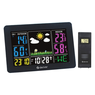 Denver Weerstation | Denver | Binnen en buiten (Radiogestuurde klok, Kalender, Alarmfunctie, Hygrometer, Weervoorspelling, Raam open-indicator, Comfort indicator, Touchscreen) WS-540BLACK K170108375