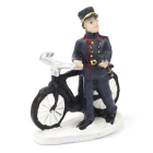 Kerstdorp figuren | Politieman -Bromsnor- met fiets | Dickensville