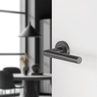 Differnz Deurklink | Differnz | Amsterdam (Rond rozet, RVS, Gun metal) 86.020.26 K010830373 - 2