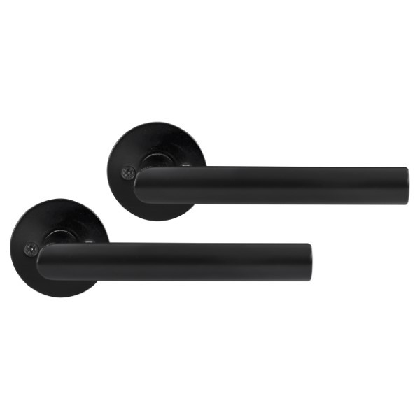 Differnz Deurklink | Differnz | Amsterdam (Rond rozet, Slim, RVS, Zwart) 86.020.17 K010830307 - 1