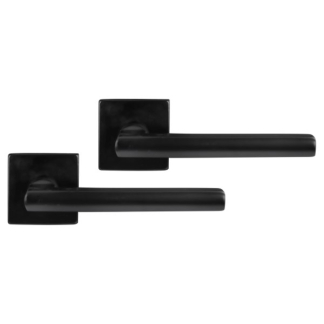 Differnz Deurklink | Differnz | Den Haag (Vierkant rozet, RVS, Zwart) 86.021.19 K010830330 - 1