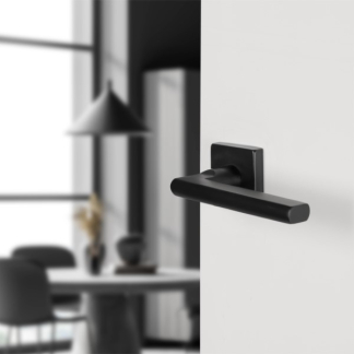 Differnz Deurklink | Differnz | Den Haag (Vierkant rozet, RVS, Zwart) 86.021.19 K010830330 - 2