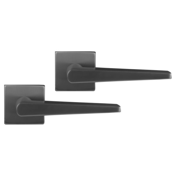 Differnz Deurklink | Differnz | Rotterdam (Vierkant rozet, RVS, Gun metal) 86.025.29 K010830379 - 1