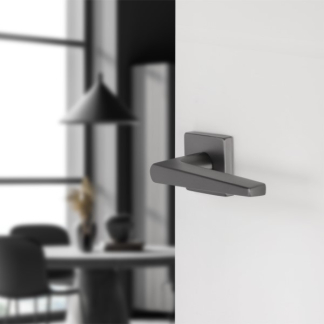 Differnz Deurklink | Differnz | Rotterdam (Vierkant rozet, RVS, Gun metal) 86.025.29 K010830379 - 2