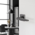 Differnz Deurklink | Differnz | Rotterdam (Vierkant rozet, RVS, Gun metal) 86.025.29 K010830379 - 2