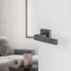Differnz Deurklink | Differnz | Tilburg (Vierkant rozet, RVS, Gun metal) 86.026.29 K010830377 - 2