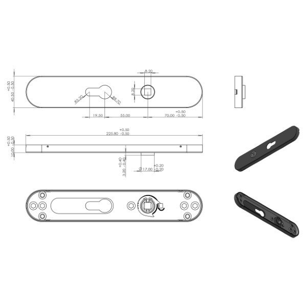 Differnz Deurklink met cilinderschild | Differnz | Groningen | 55 mm (Ovaal, RVS, Brons) 86.023.53 K010830409 - 3