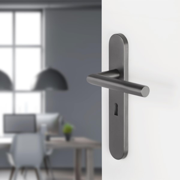 Differnz Deurklink met sleutelschild | Differnz | Amsterdam | 55 mm (RVS, Gun metal) 86.020.22 K010830370 - 2