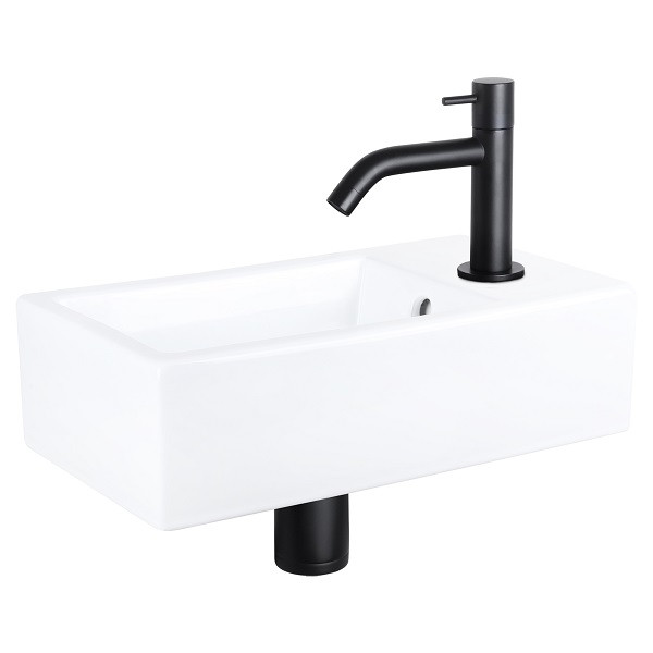 Differnz Fonteinset | Differnz | Force (Keramiek, Overloop, Matzwart, Gebogen kraan) 38.400.48 K010830021 - 1