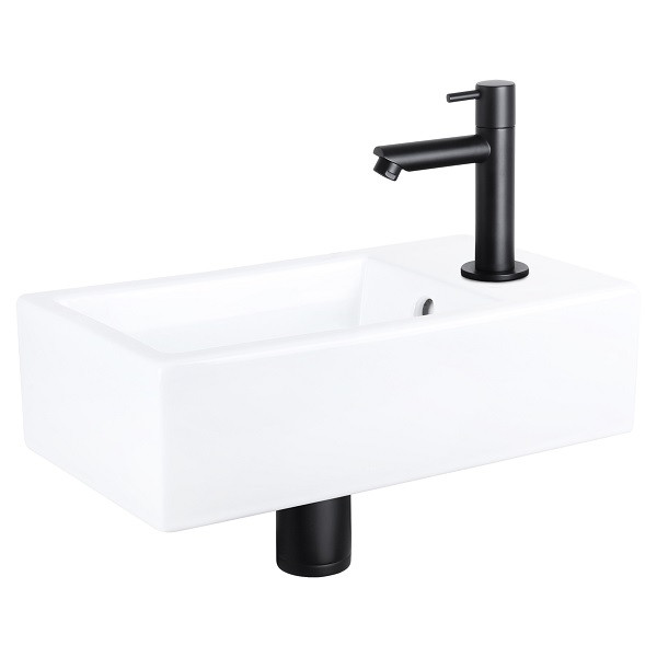 Differnz Fonteinset | Differnz | Force (Keramiek, Overloop, Matzwart, Rechte kraan) 38.400.49 K010830022 - 1