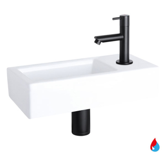Differnz Fonteinset | Differnz | Helios (Warm/koud kraan, Keramiek, Matzwart, Kraan rechts) 38.602.07 K010830458 - 1