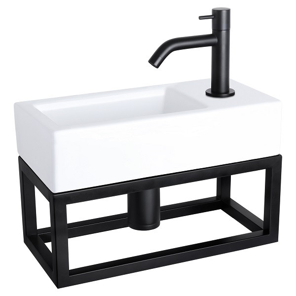 Differnz Fonteinset | Differnz | Ravo (Keramiek, Handdoekrek, Matzwart, Gebogen kraan) 38.401.80 K010830007 - 1