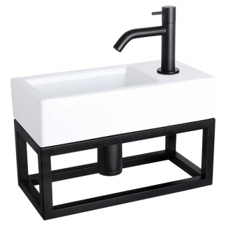 Differnz Fonteinset | Differnz | Ravo (Keramiek, Handdoekrek, Matzwart, Gebogen kraan) 38.401.80 K010830007