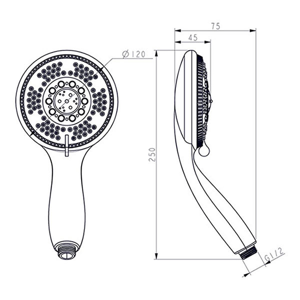 Differnz Handdouche | Differnz (Ø 12 cm, 5 standen, Chroom) 33.200.03 K010830083 - 3
