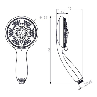 Differnz Handdouche | Differnz (Ø 12 cm, 5 standen, Chroom) 33.200.03 K010830083 - 3